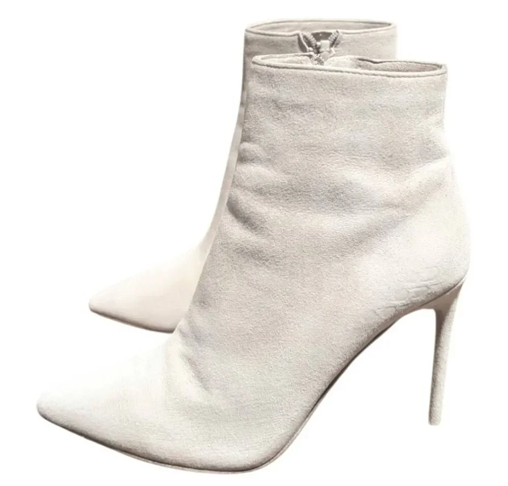 ALICE & OLIVIA Nude Suede Stiletto Ankle Boots Size 8.5